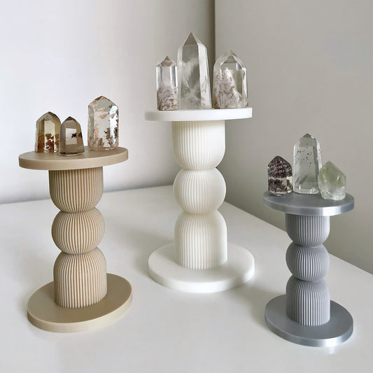 Ribbed Pillar Crystal Stand (Flat Top)